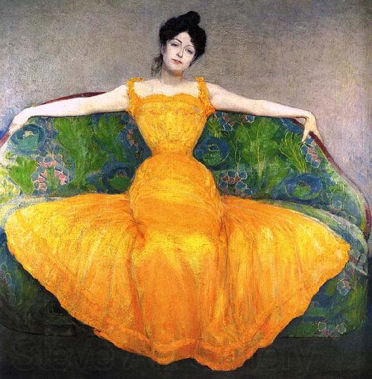 Max Kurzweil Mujer con un vestido amarillo Norge oil painting art